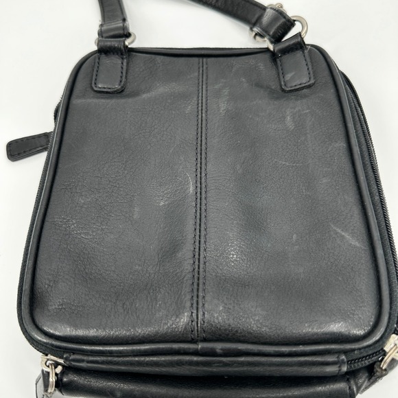 Fossil Black Leather Crossbody Shoulder Bag Organizer Wallet Phone Purse - Picture 6 of 10